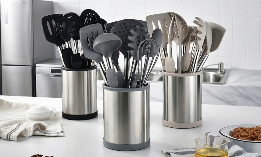 Image 2: Set d'ustensiles de cuisine en silicone 12 pièces avec support