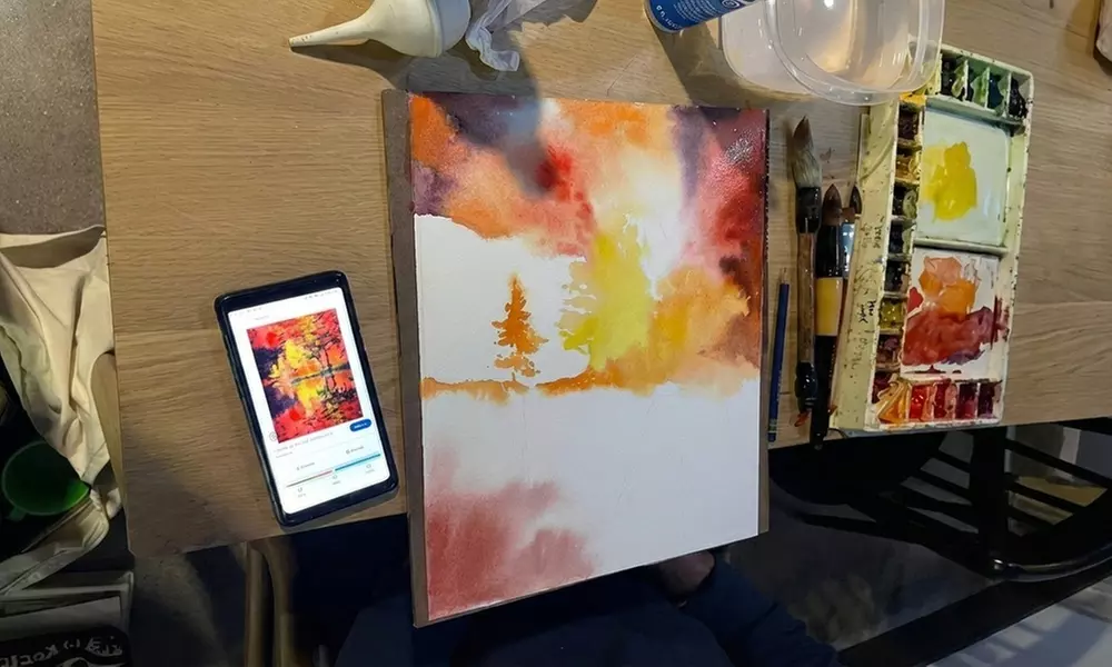 Watercolor Painting w/ Coffee & Peace Cake for One, Two or Four People