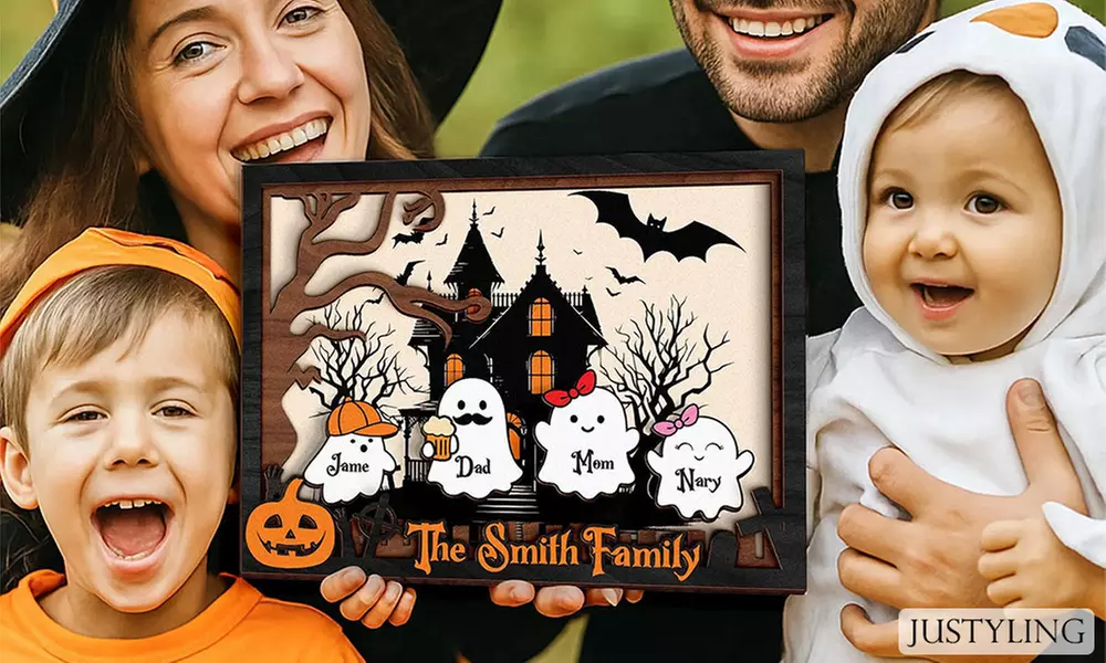 Personalisierbares Familien-Schild im Halloween-Design