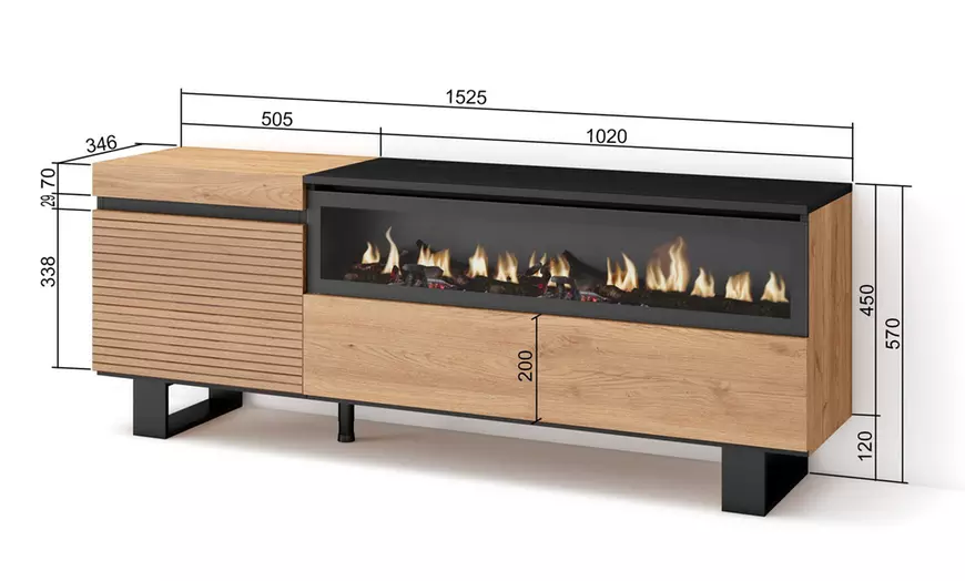 Image 24: TV-meubel met of zonder led-elektrische openhaard