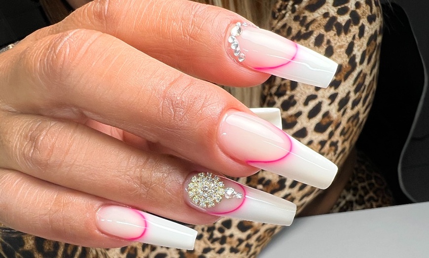 Image 3: Full Set Builder Gel Short, Medium, or Long with Gel Pedicure
