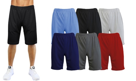 3-Pack Men'sMoisture Wicking Active Mesh Performance Shorts (Sizes S-2XL) M Black - Red - Light Blue