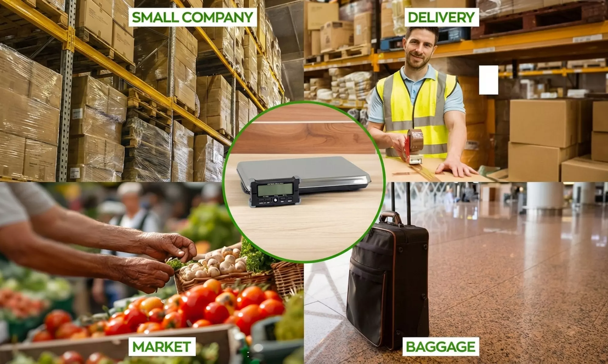 Balance industrielle pour paquets 120 kg avec écran LCD à batterie