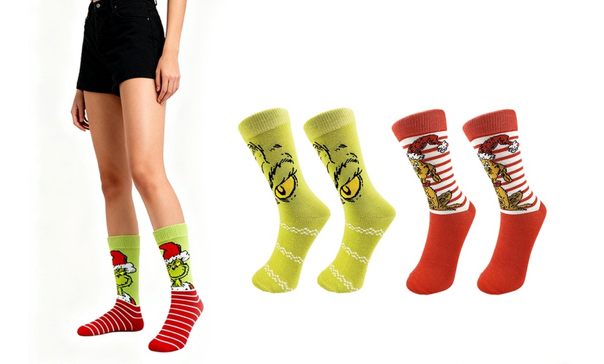 Image 2: Grinch-Inspired Christmas Socks