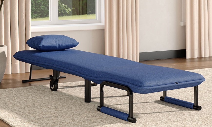 Image 2: Linen Lounge and Sofa Bed with a Pillow