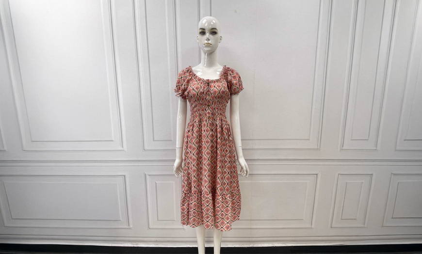 Image 4: Women's Printed Bardot Gypsy Midi Dress