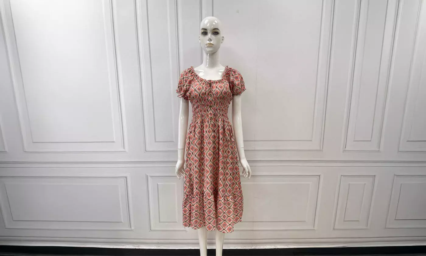 Women's Printed Bardot Gypsy Midi Dress