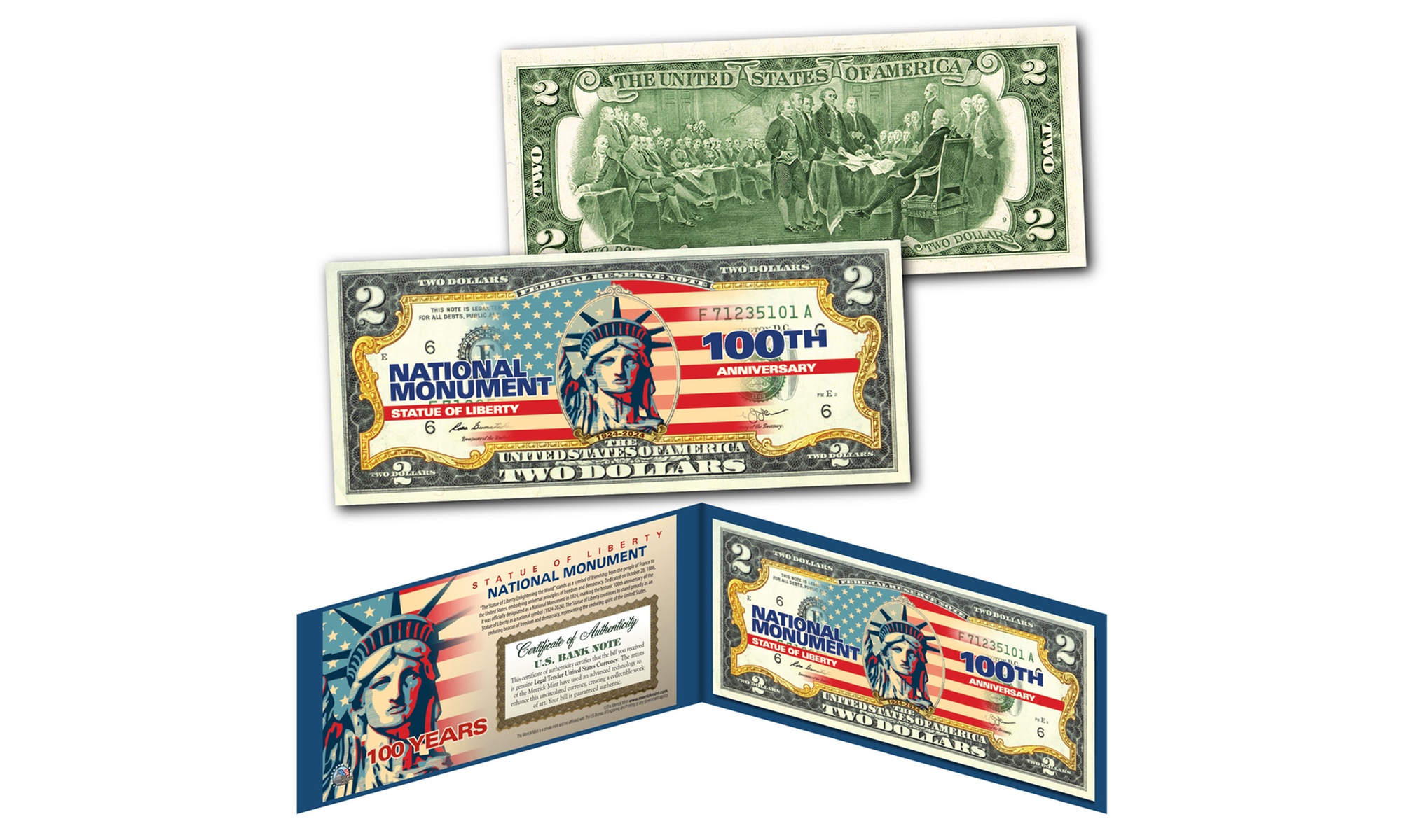 Statue of Liberty 100th Anniversary 1924-2024 ART FLAG 2 Dollar Bill