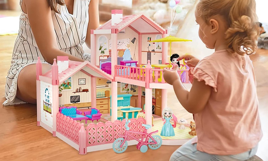 Image 18: 3D DIY Dollhouse Playset with Furniture and Figures for Kids