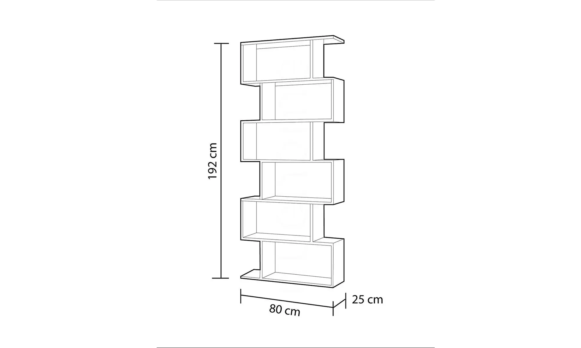 Libreria da terra con mensole zig-zag