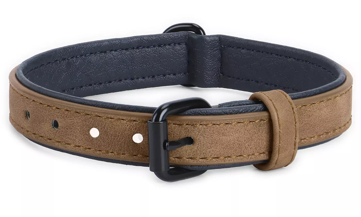Adjustable Soft Leather Pet Dog Collar for Small Medium Large Dogs