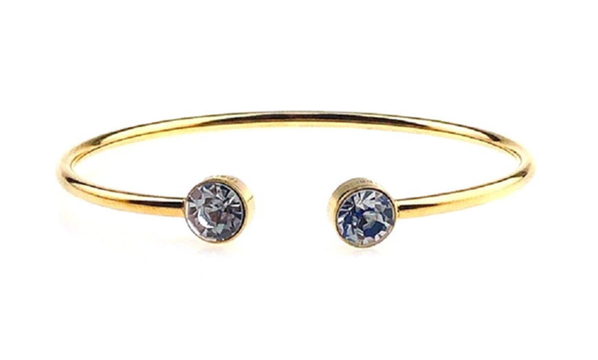 Image 2: Paris Jewelry 24k Yellow Gold Plated Round Alexandrite Stackable Bangle Bracelet