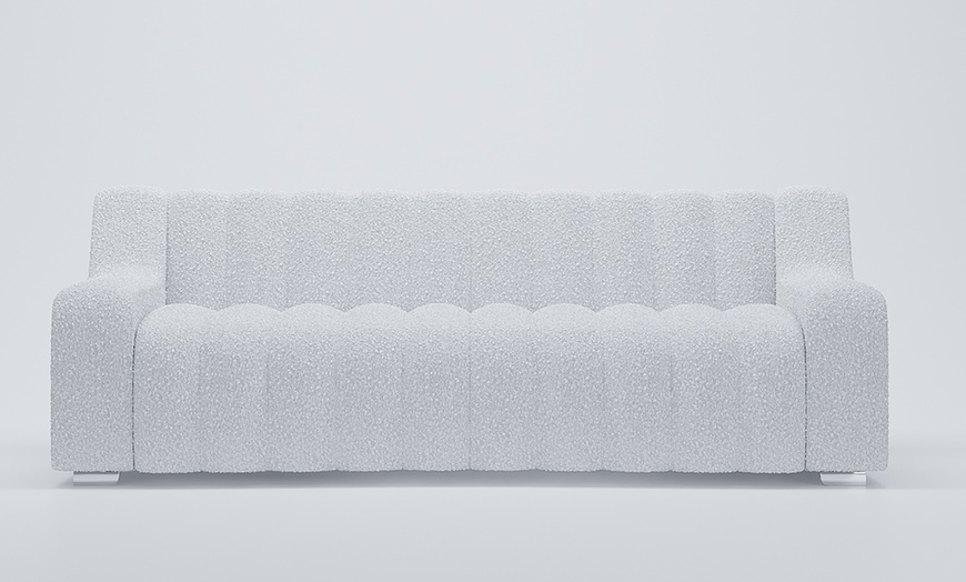 Image 1: Canapé "Gar" blanc tissu bouclette