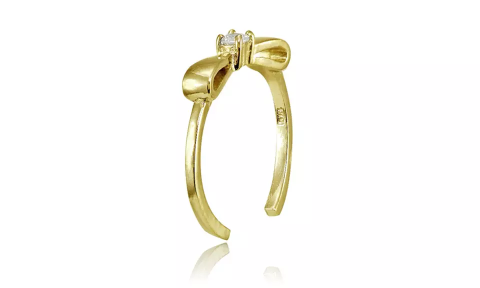 Yellow Gold Flashed Sterling Silver Cubic Zirconia Bow Tie Toe Ring