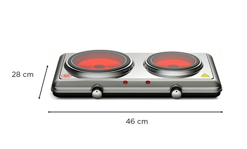 Image 3: Doppelte Infrarot-Elektrokochplatte aus Glaskeramik 20970