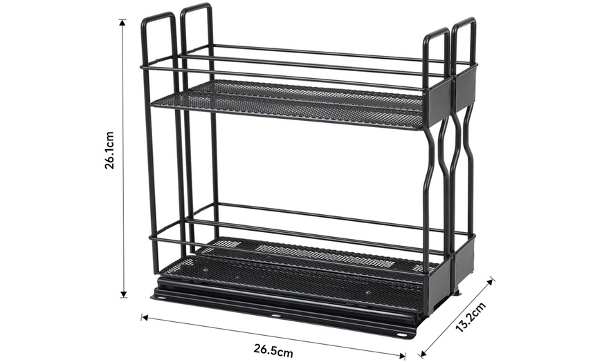 Image 6: Two-Tier Slide-Out Metal Spice Rack for Cabinet Organisation