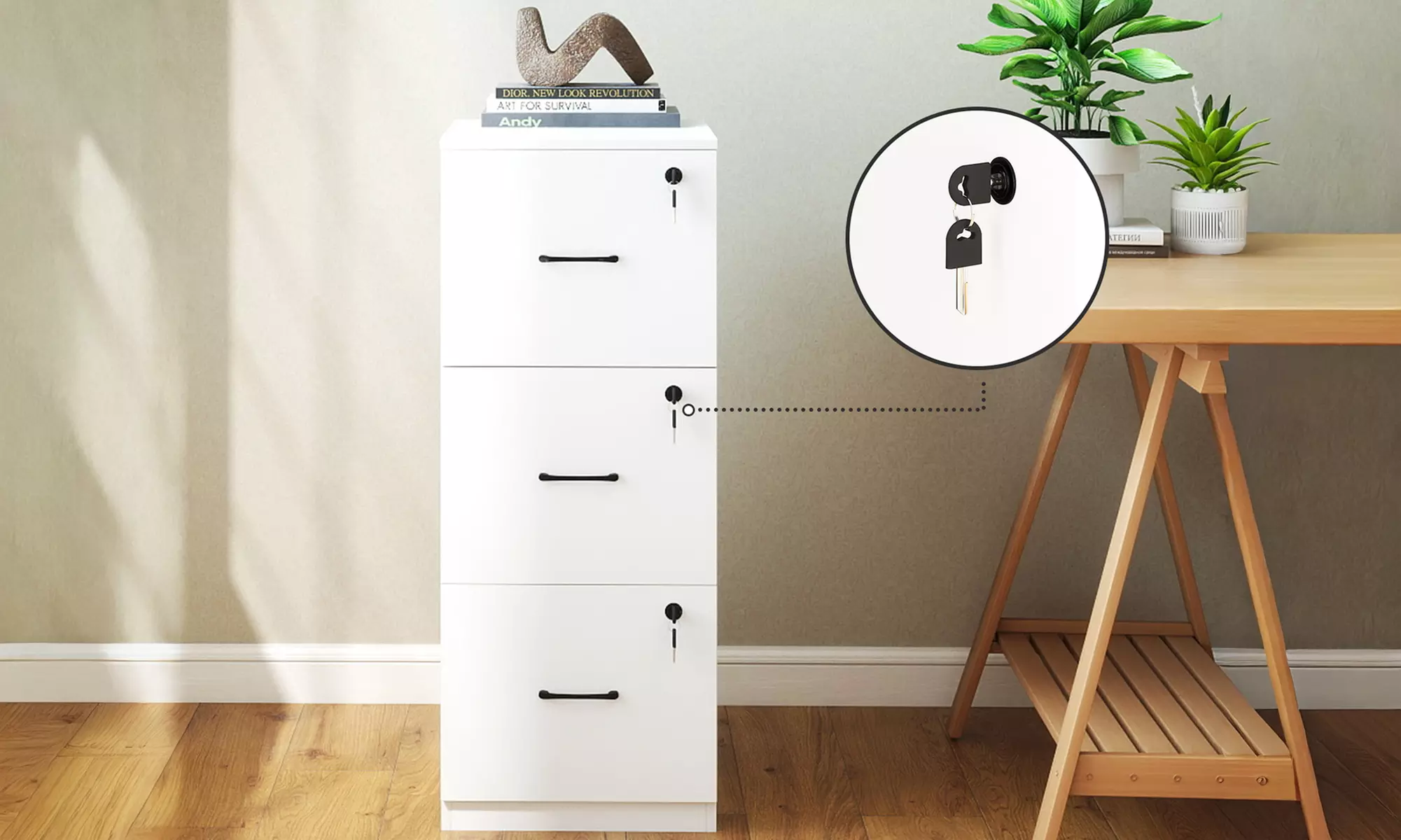 Levede 3 Drawer Vertical File Cabinet with Locks