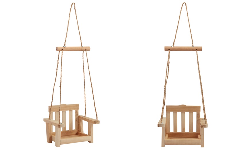 Image 2: Wooden Bird Feeder Swing