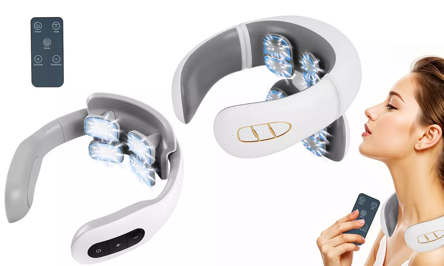 iMounTEK 4 or 8 Head TENS Heated Neck Massager with Remote Control