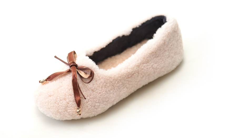 Image 13: Fluffy Sheepskin Ballet Slippers