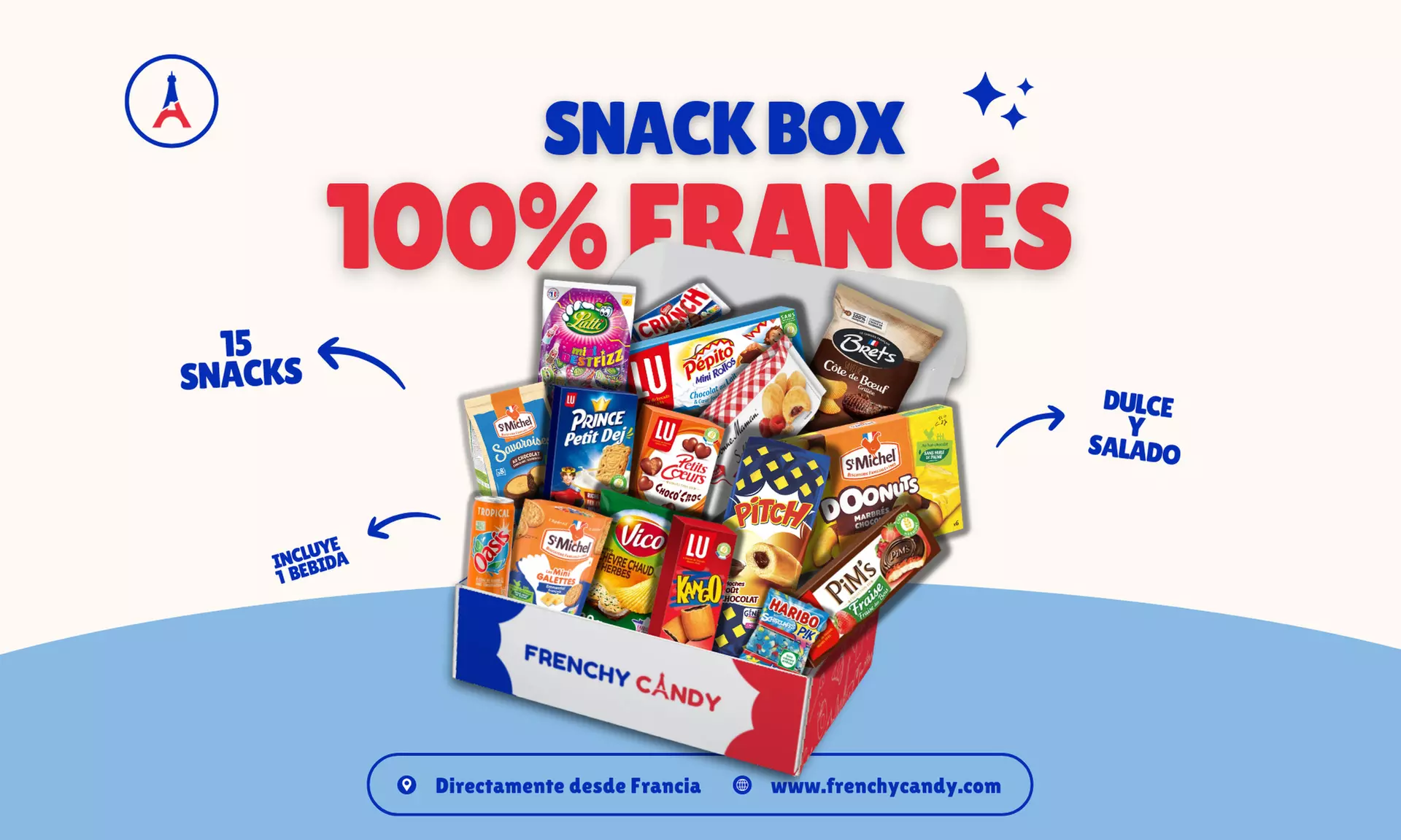 Explora Francia sin salir de casa con una caja misteriosa con 15 snacks franceses con un 34% de descuento - Primary Image