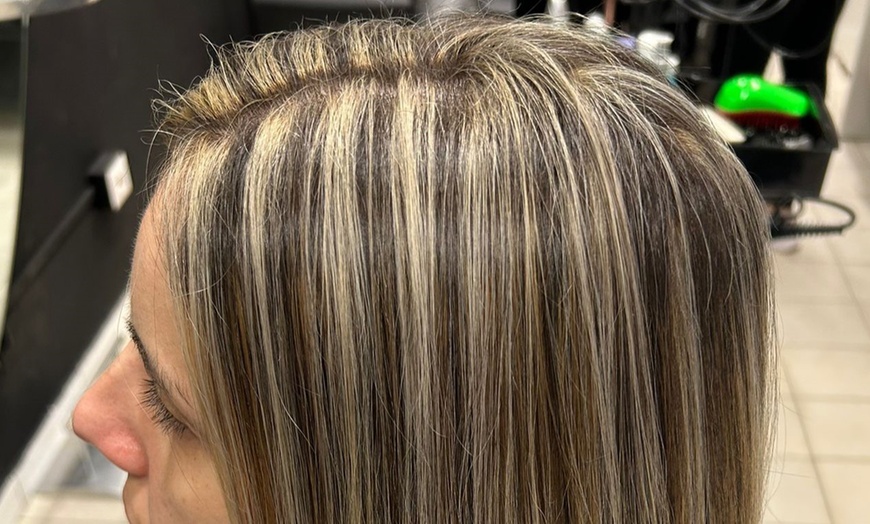 Image 1: Roots Color + Specific Shampoo + Smooth Style with Optional Highlights
