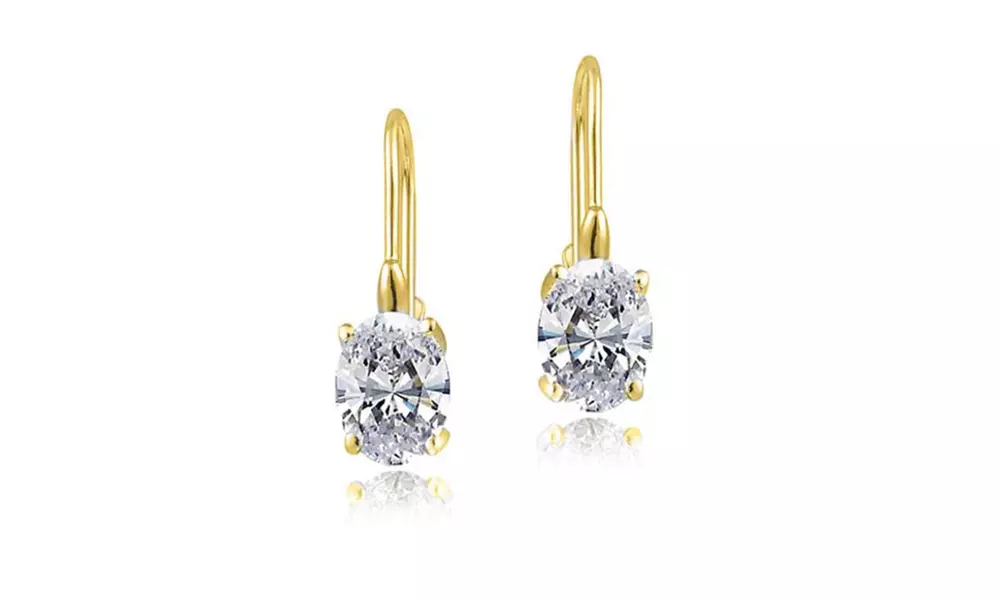 1 or 2 Pairs 2.00 CTTW Oval Cut Leverback Earrings With Crystals From Swarovski