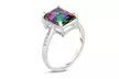 4.00 CTTW Genuine Rainbow Topaz Emerald Cut Sterling Silver Ring - Second Medium