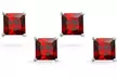 Paris Jewelry White Gold Plated 4 Ct Princess Red Garnet Stud Earrings - Second Medium