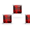 Image 4: Paris Jewelry White Gold Plated 4 Ct Princess Red Garnet Stud Earrings