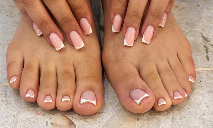 Image 1: Classic or Gel Mani or Pedi or Both or Acrylic or Hard Gel Extension