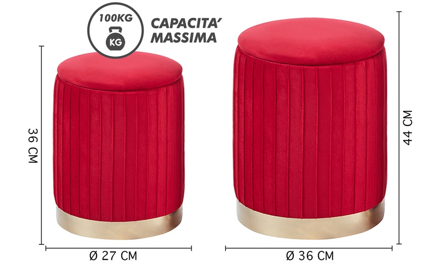 Image 24: Coppia di pouf contenitori in velluto