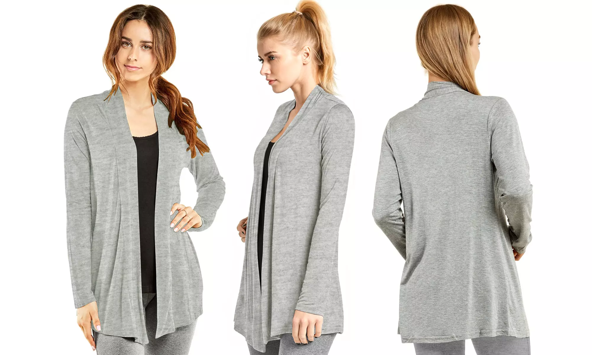Women's Casual Long Sleeve Open Front Lightweight Drape Cardigan