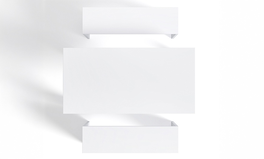 Image 3: Chipboard Three Pieces Dining Set with Table and Two Benches 