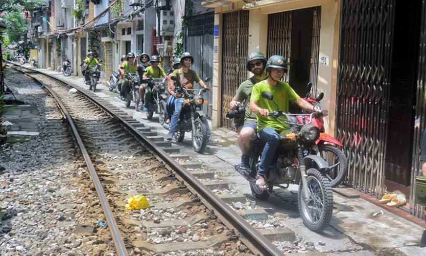 Image 1: Vietnam: Hanoi Food, Culture, Sight Tour on Vintage Minsk Motorbike