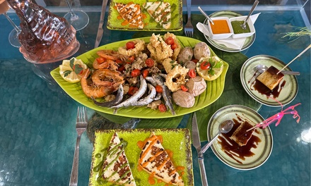 Menú de parrillada de pescado para 2 con entrante, postre y botella de vino - Restaurante Amoremio