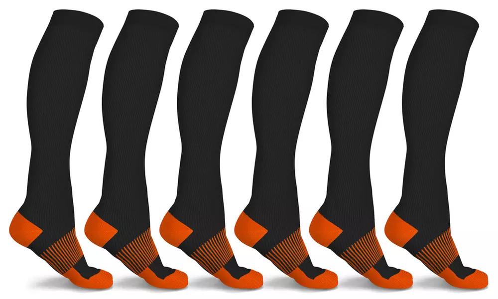 xFit Solid Copper-Infused Knee-High Compression Socks (6 Pairs)