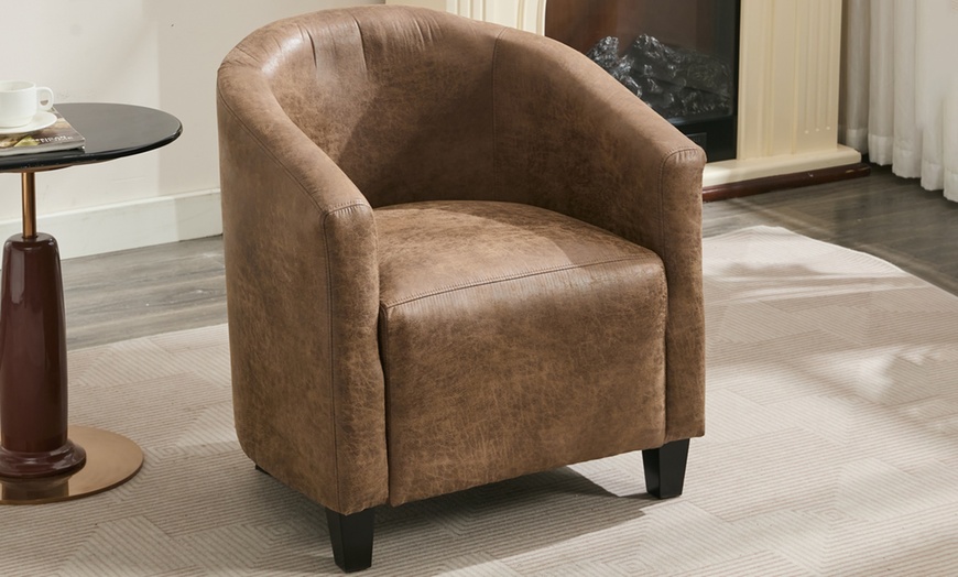 Image 3: Bronzing Fabric Tub Chair with Footstool