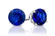 Paris Jewelry 14k White Gold Plated Round 5 MM Blue Sapphire Stud Earrings - Second Medium
