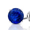 Image 2: Paris Jewelry 14k White Gold Plated Round 5 MM Blue Sapphire Stud Earrings
