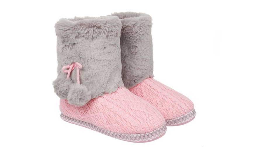 Image 5: Women's Pom Pom Boot Slippers