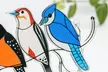Multicolor Birds On A Wire High Stained Suncatcher Window Panel Home Decor - Second Medium