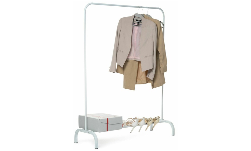 Image 8: Black or White Clothes Rail With Shoe Storage Rack