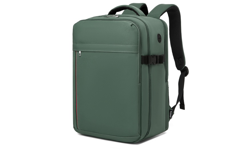 Image 21: Kono 20L Cabin Backpack with Red Trim for 15.6” Laptop Travel Daypack