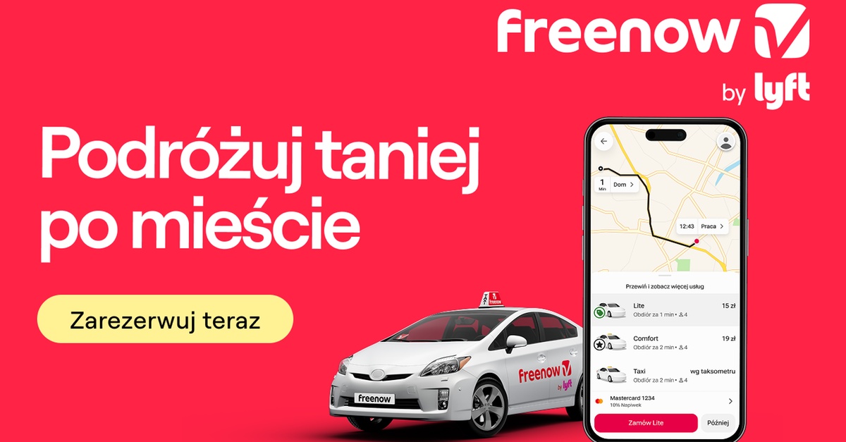 Zapłać 2 zł i odbierz 40 zł rabatu na 2 przejazdy z Freenow