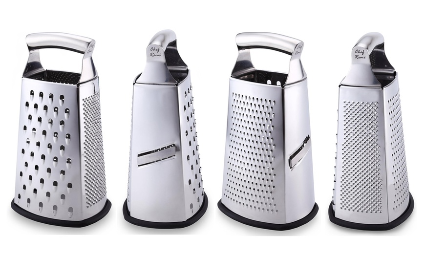 Image 1: Four Sided Multi-Functional Stainless Steel Box Grater