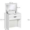 Image 7: HomCom Dressing Table with Flip-up Mirror and Storage Stool