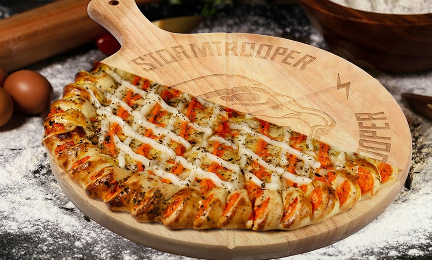 Image 1: Stormtrooper-Design Pizza Cutting Board or Cheeseboard