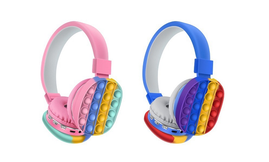 Image 1: Wireless Push Pop Fidget Headphones