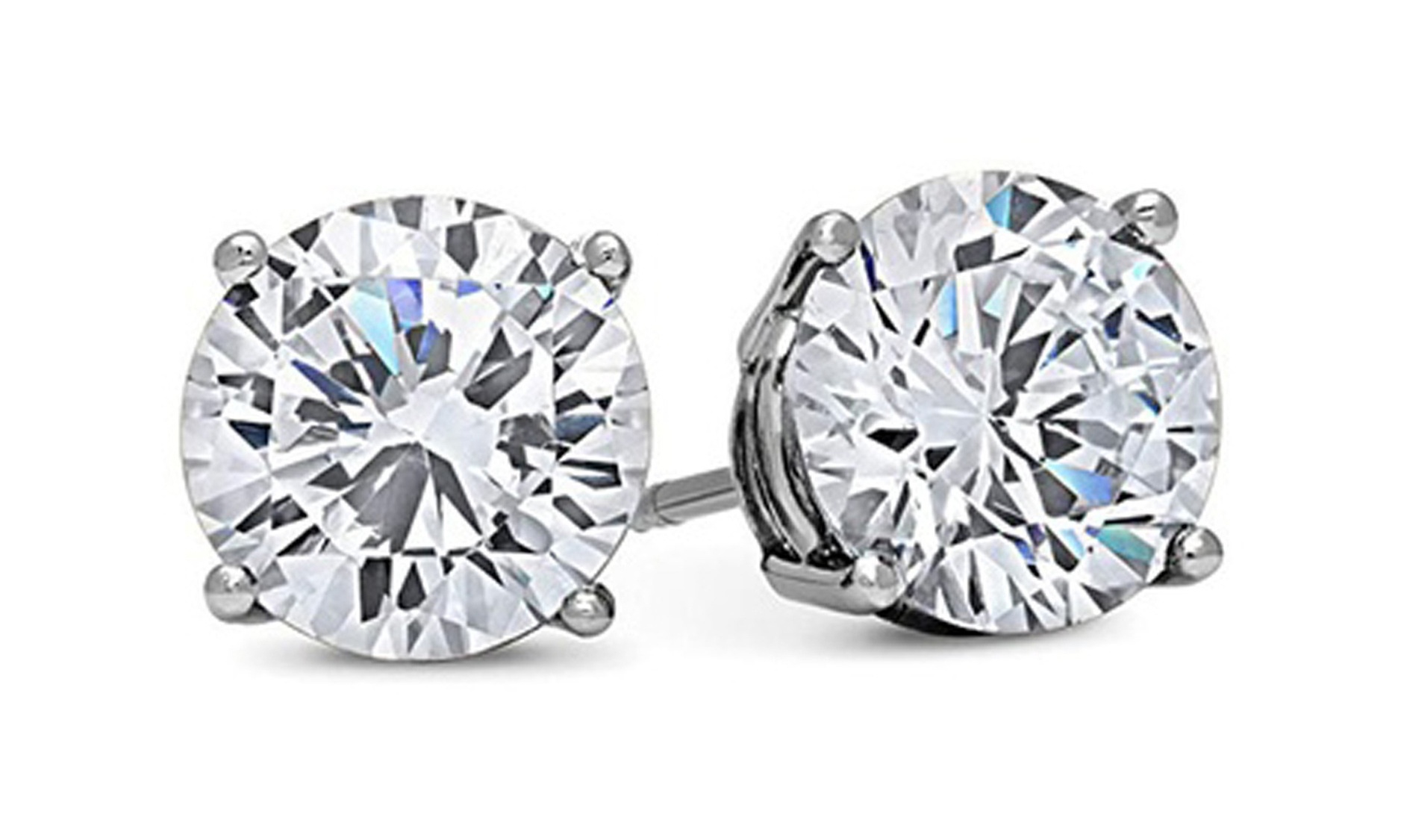 Paris Jewelry 14k White Gold Plated Round 3.0ct Cubic Zirconia Stud Earrings